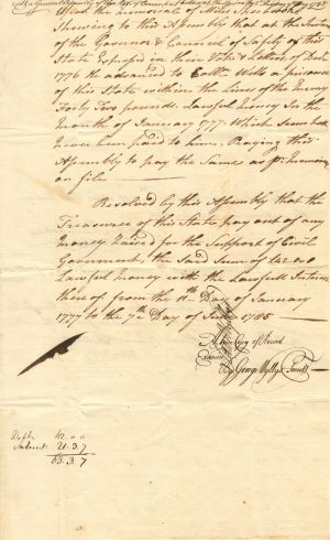 Pay Order for General Assembly signed by Samuel Wyllys and George Wyllys - Revolutionary War Period Autograph